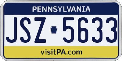 PA license plate JSZ5633