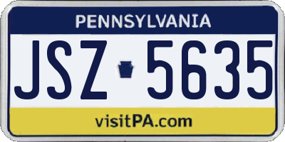 PA license plate JSZ5635