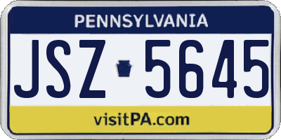 PA license plate JSZ5645