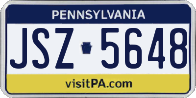 PA license plate JSZ5648