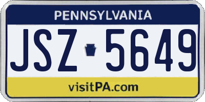 PA license plate JSZ5649