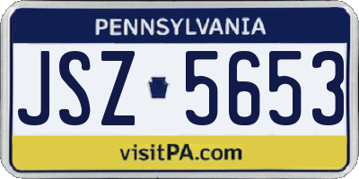 PA license plate JSZ5653