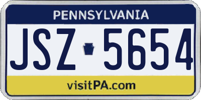 PA license plate JSZ5654