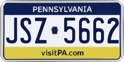 PA license plate JSZ5662