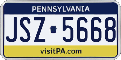 PA license plate JSZ5668