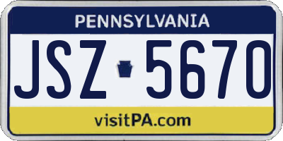 PA license plate JSZ5670