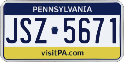 PA license plate JSZ5671