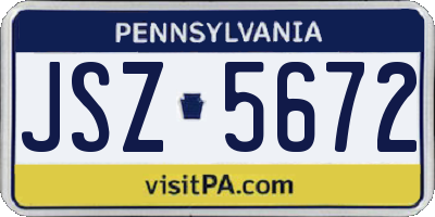 PA license plate JSZ5672