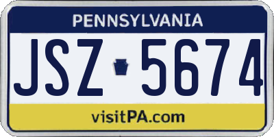 PA license plate JSZ5674