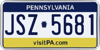 PA license plate JSZ5681