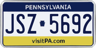 PA license plate JSZ5692