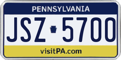 PA license plate JSZ5700