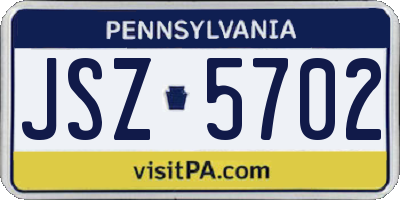 PA license plate JSZ5702