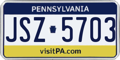 PA license plate JSZ5703
