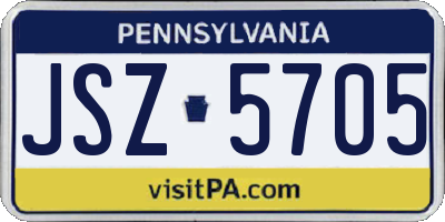 PA license plate JSZ5705