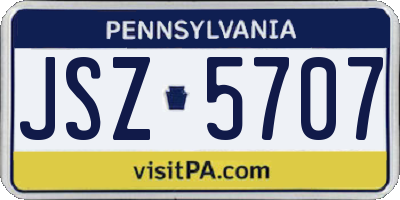 PA license plate JSZ5707