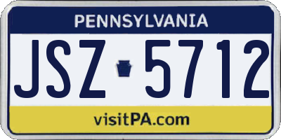 PA license plate JSZ5712