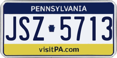 PA license plate JSZ5713