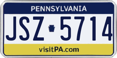 PA license plate JSZ5714
