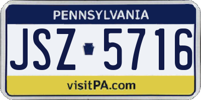 PA license plate JSZ5716
