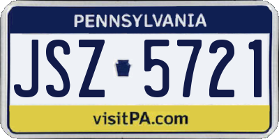 PA license plate JSZ5721