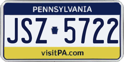 PA license plate JSZ5722