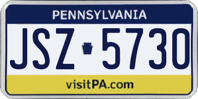 PA license plate JSZ5730