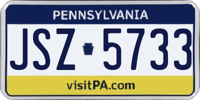 PA license plate JSZ5733