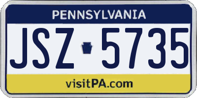 PA license plate JSZ5735