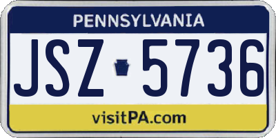 PA license plate JSZ5736