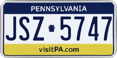 PA license plate JSZ5747
