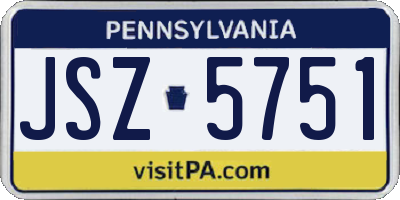PA license plate JSZ5751