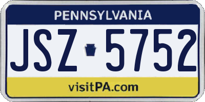 PA license plate JSZ5752
