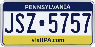PA license plate JSZ5757