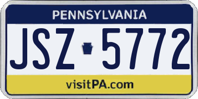 PA license plate JSZ5772