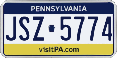 PA license plate JSZ5774