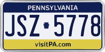 PA license plate JSZ5778