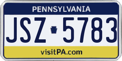 PA license plate JSZ5783