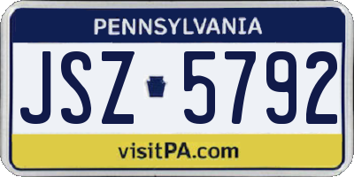 PA license plate JSZ5792