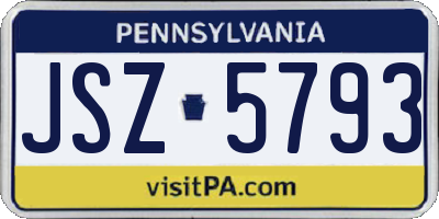 PA license plate JSZ5793