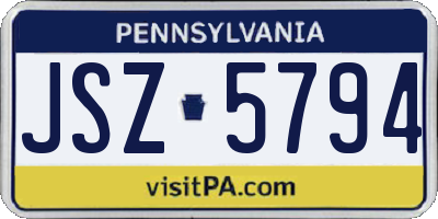 PA license plate JSZ5794