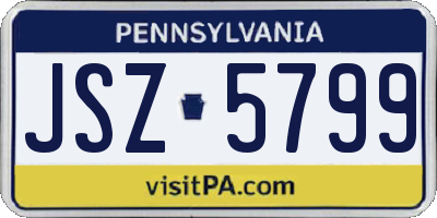 PA license plate JSZ5799