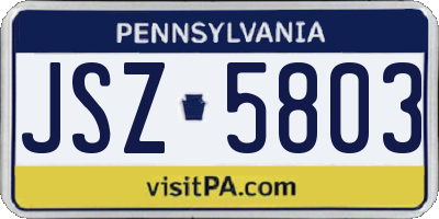 PA license plate JSZ5803