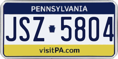 PA license plate JSZ5804