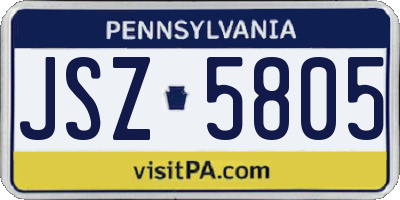 PA license plate JSZ5805