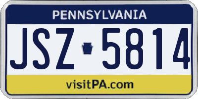 PA license plate JSZ5814