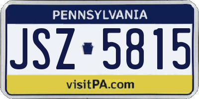 PA license plate JSZ5815