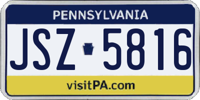 PA license plate JSZ5816
