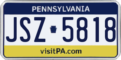 PA license plate JSZ5818