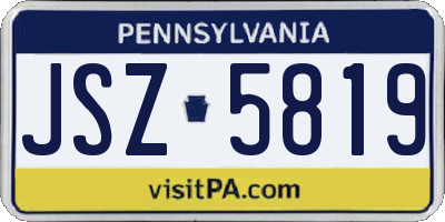 PA license plate JSZ5819